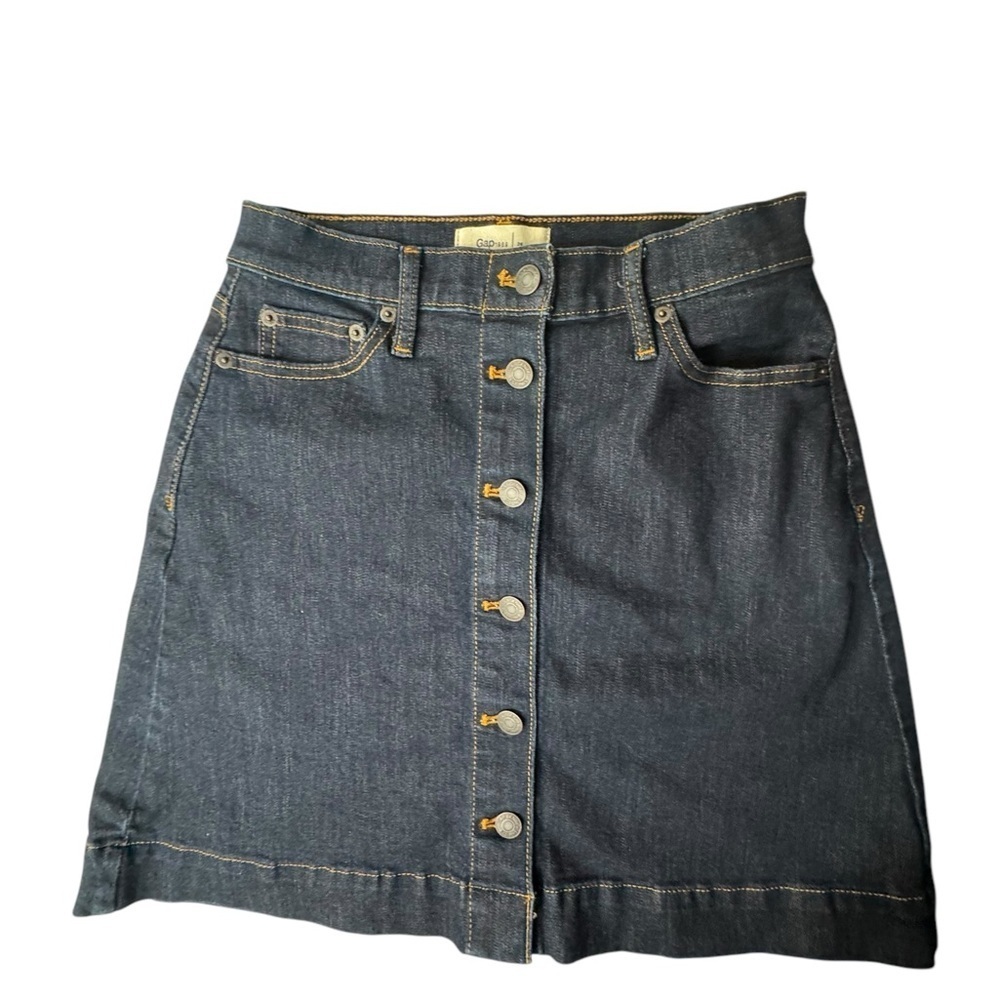 Gap 1969 Button Front Denim Mini Skirt 26 | Y2K Retro High Rise Jean Skirt D165